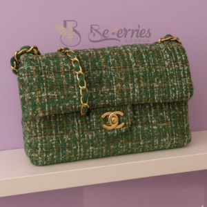 Chanel green chain stripe bag