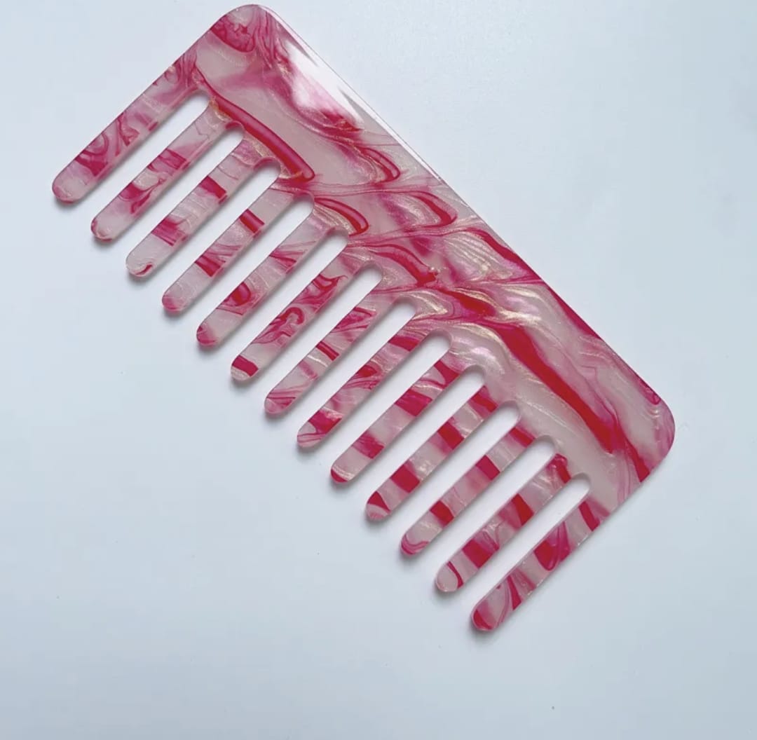 Pink Marble Hair Comb (Price per 1)